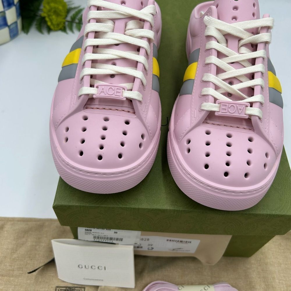 Women's Gucci, ace rubber lace up mules size 39 made in Italy - Picture 7 of 9